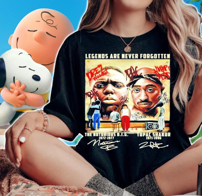 Legends are never forgotten The Notorious Big Tupac Shakur signatures shirt woman shirt