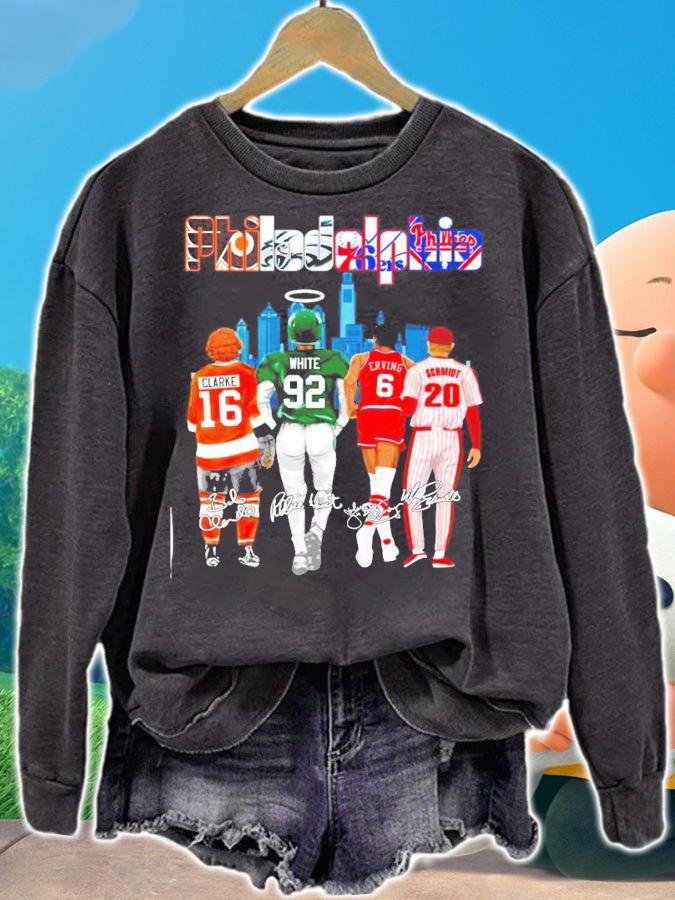 Men's Philadelphia Julius Erving Reggie White Mike Schmidt Bobby Clarke signatures t-shirt sweatshirt