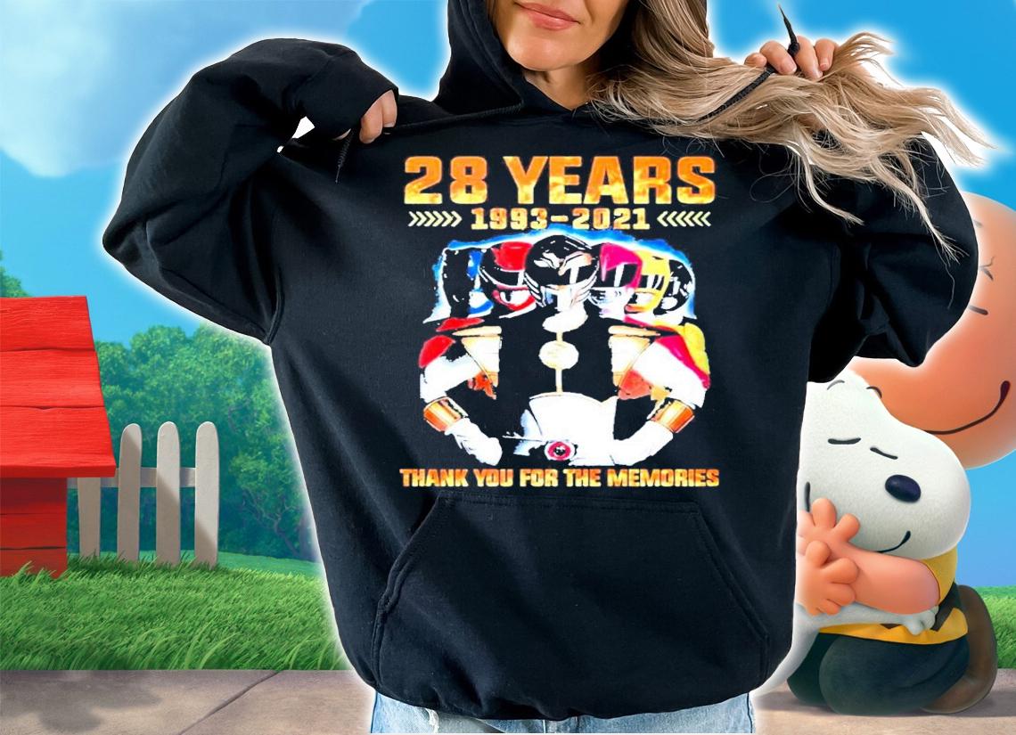 Power Rangers 28 years 1993 2021 thank you for the memories shirt