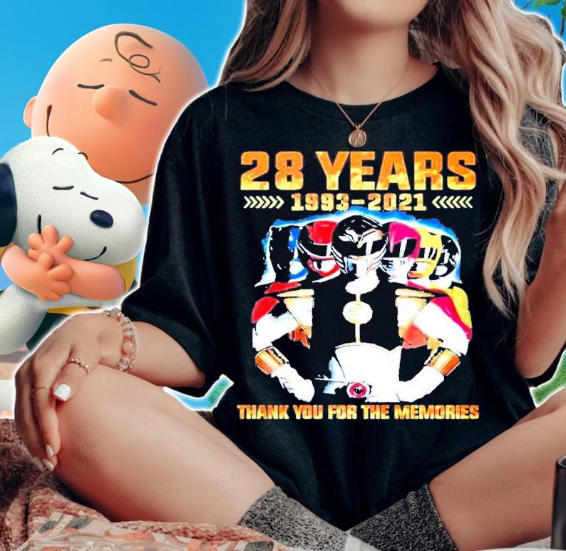 Power Rangers 28 years 1993 2021 thank you for the memories shirt