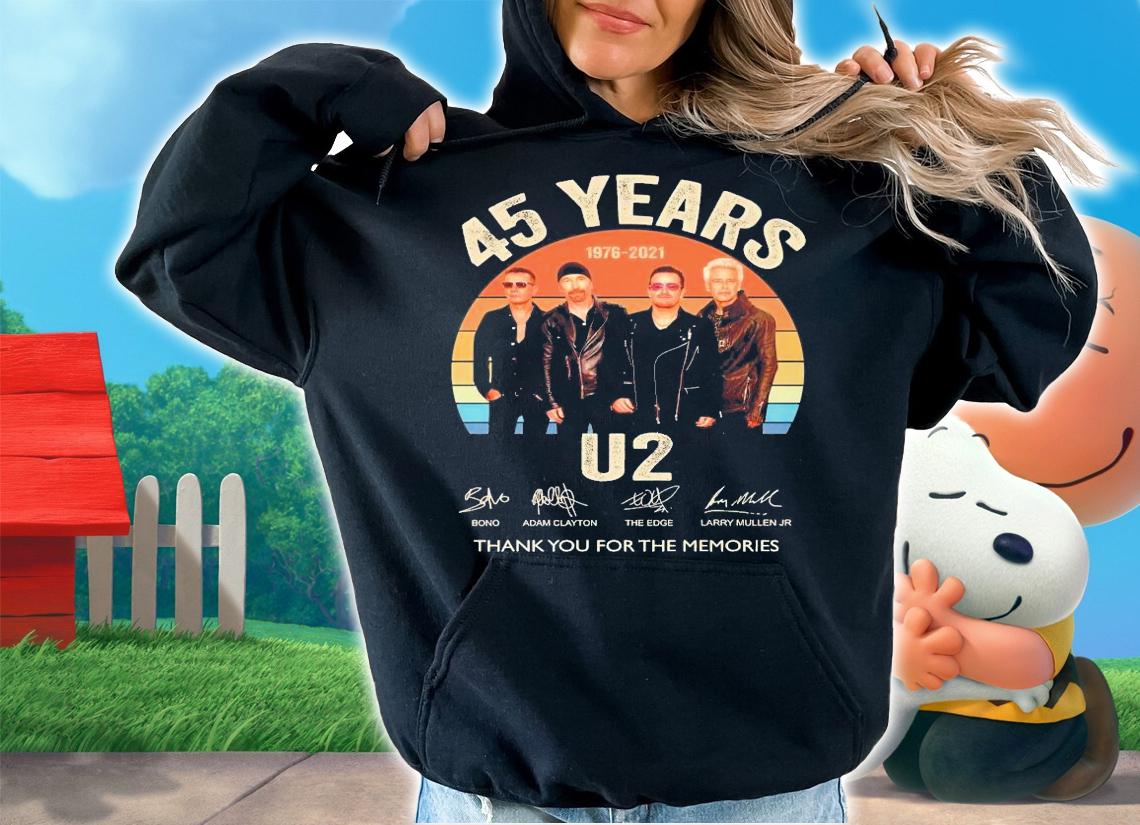 45 years U2 signature vintage thank you for the memories shirt hoodie