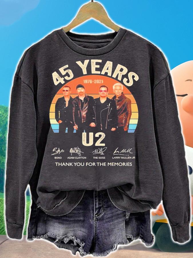 45 years U2 signature vintage thank you for the memories shirt sweatshirt