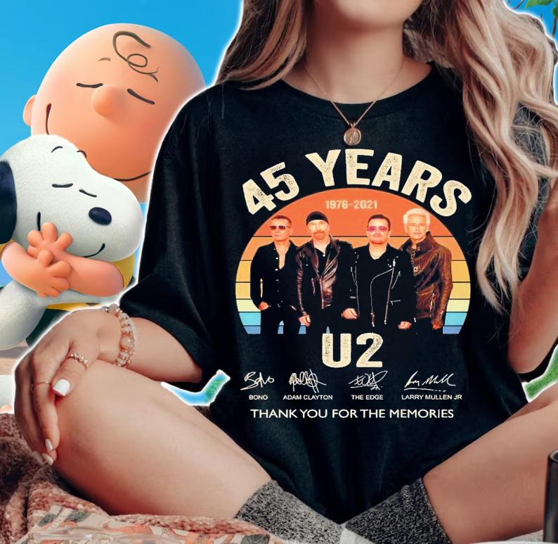 45 years U2 signature vintage thank you for the memories shirt woman shirt
