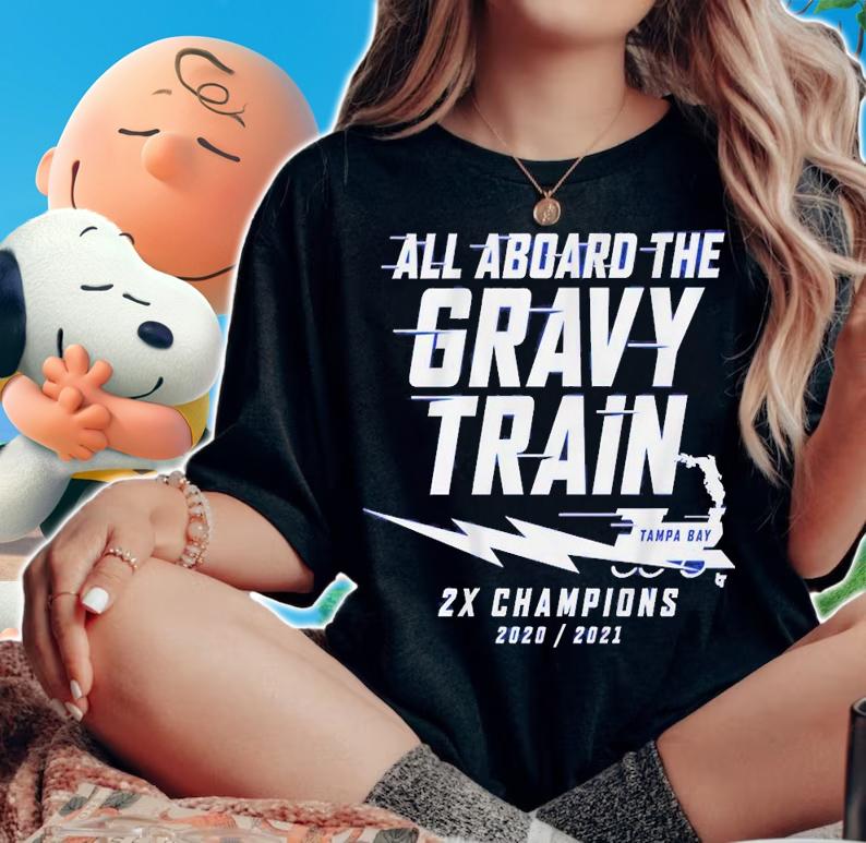 All aboard the Gravy Train Tampa Bay Lightning 2X Champions shirt woman shirt
