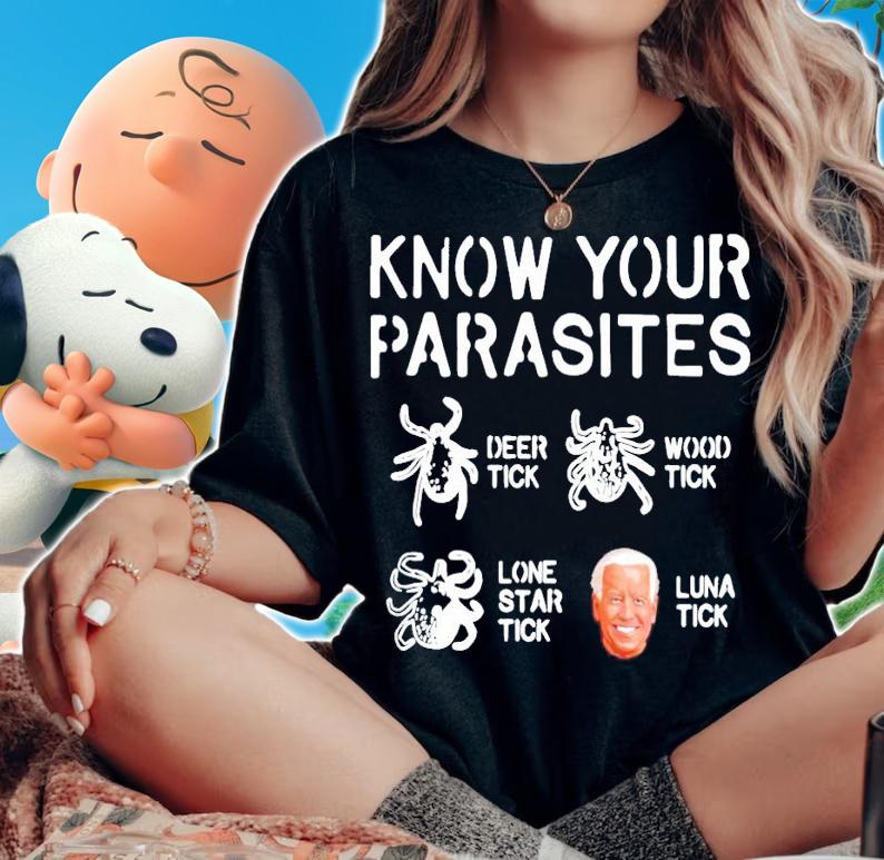 Biden know your parasites deer tick wood tick lunatick shirt
