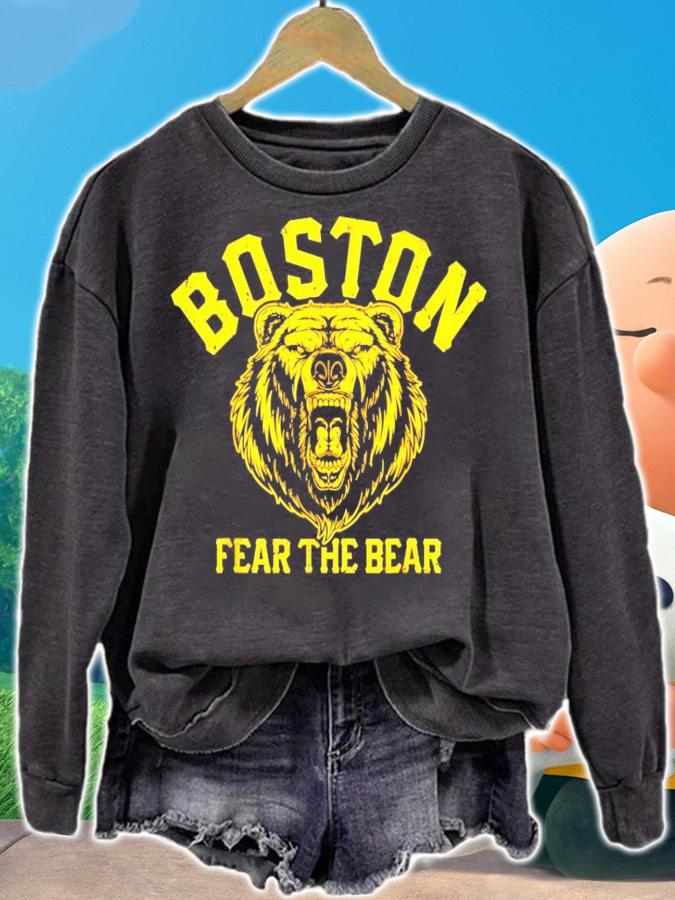 Boston Bruin fear the bear hockey shirt sweatshirt