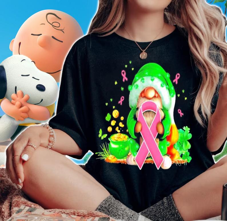 Breast Cancer Gnome St.Patrick's Day shirt woman shirt