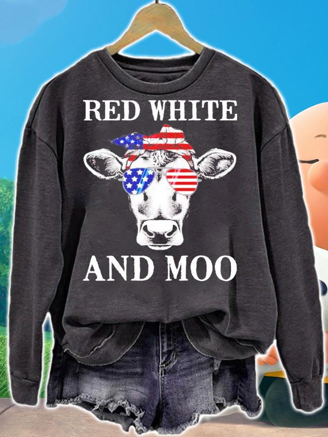 Cow Red White And Moo 4th Of July shirt sweatshirt