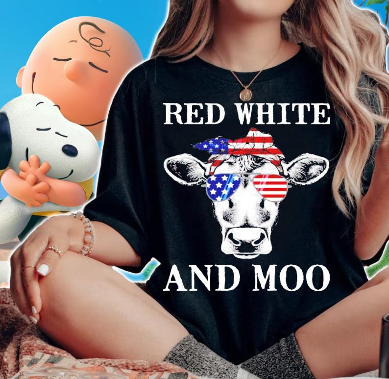 Cow Red White And Moo 4th Of July shirt woman shirt