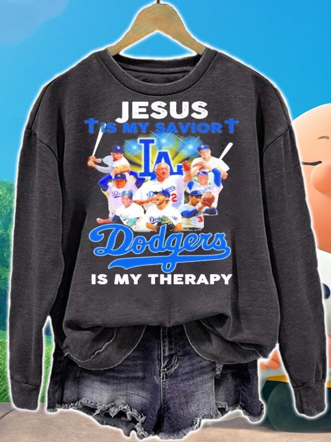 Jesus is my savior Los Angeles Dodgers is my therapy shirt