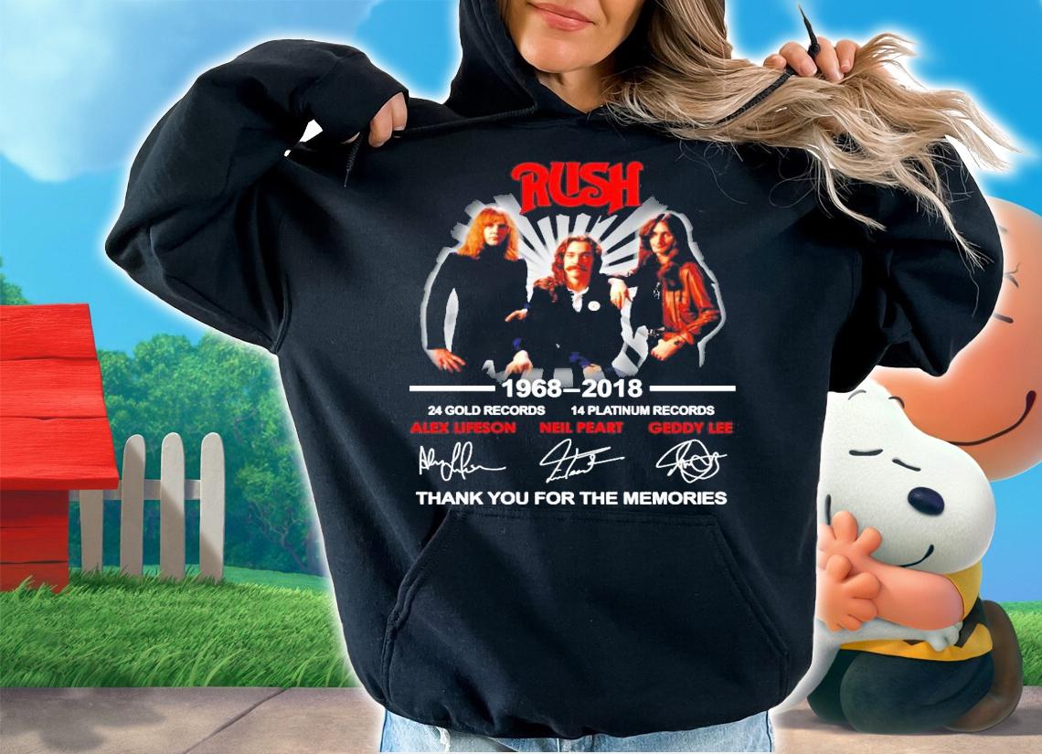 Rush 1968-2018 24 gold records 14 platinum records signature shirt hoodie