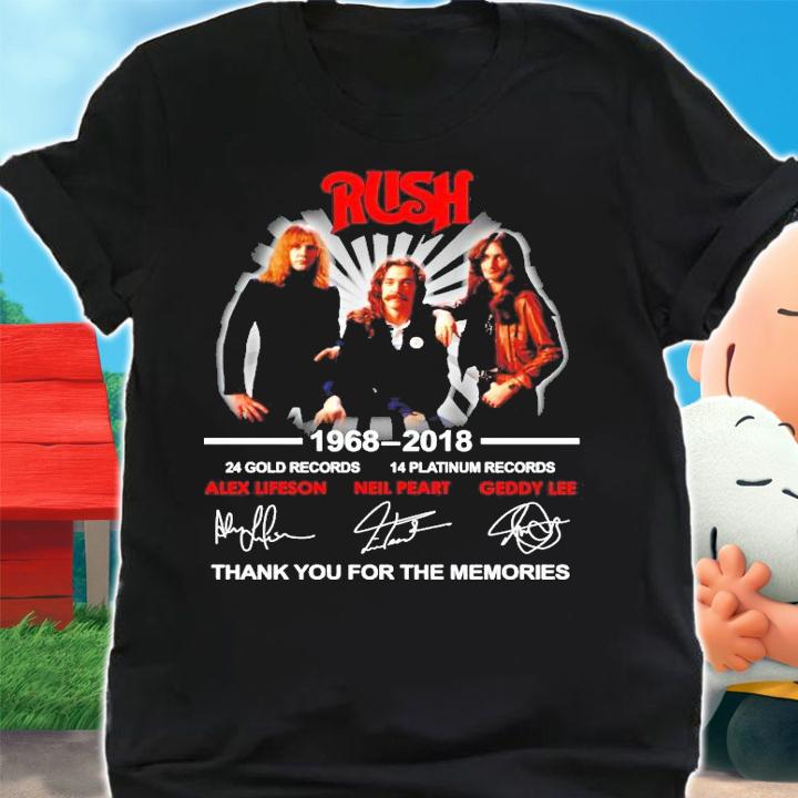 Rush 1968-2018 24 gold records 14 platinum records signature shirt shirt