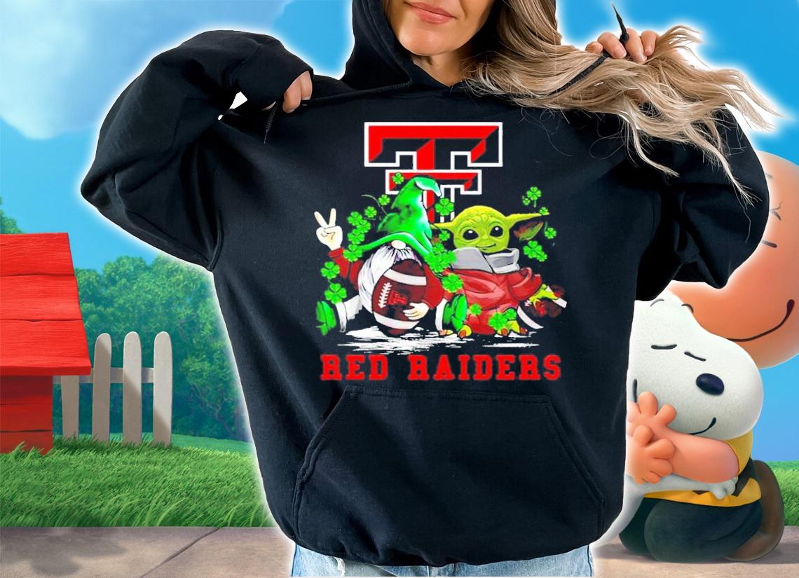 St.Patrick's day Gnome and Baby Yoda Texas Tech Red Raiders shirt hoodie
