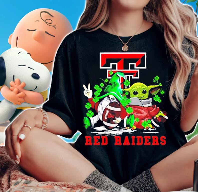 St.Patrick's day Gnome and Baby Yoda Texas Tech Red Raiders shirt woman shirt