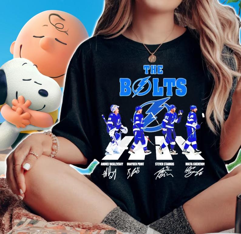 The Bolts Andrei Vasilevskiy Brayden Point Steven Stamkos Nikita Kucherov signature Abbey Road shirt woman shirt