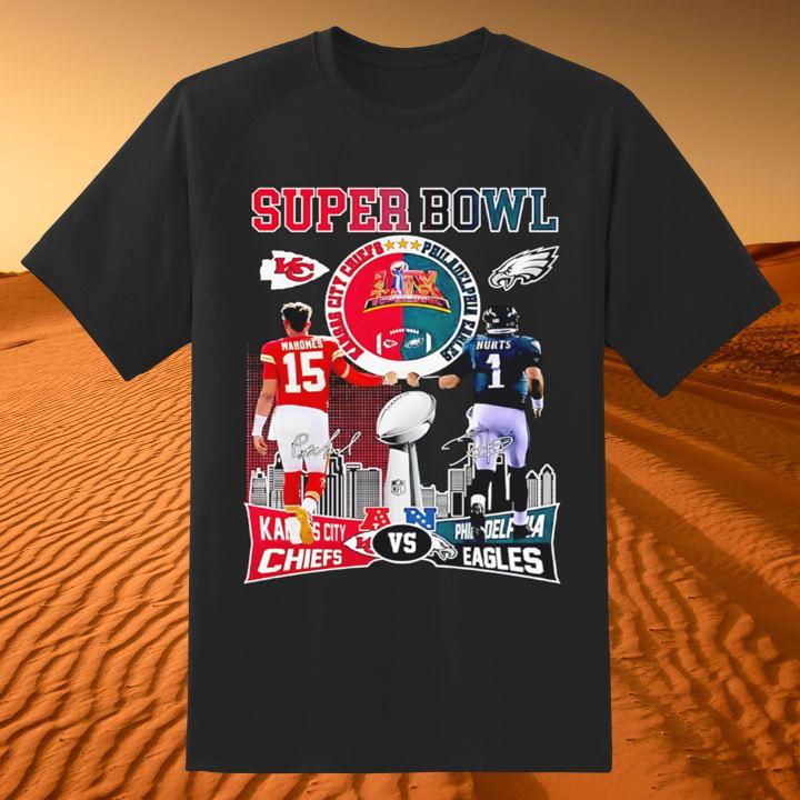 Personalized 2025 Super Bowl Kansas City Chiefs Vs Philadelphia Eagles Autograph T-Shirt