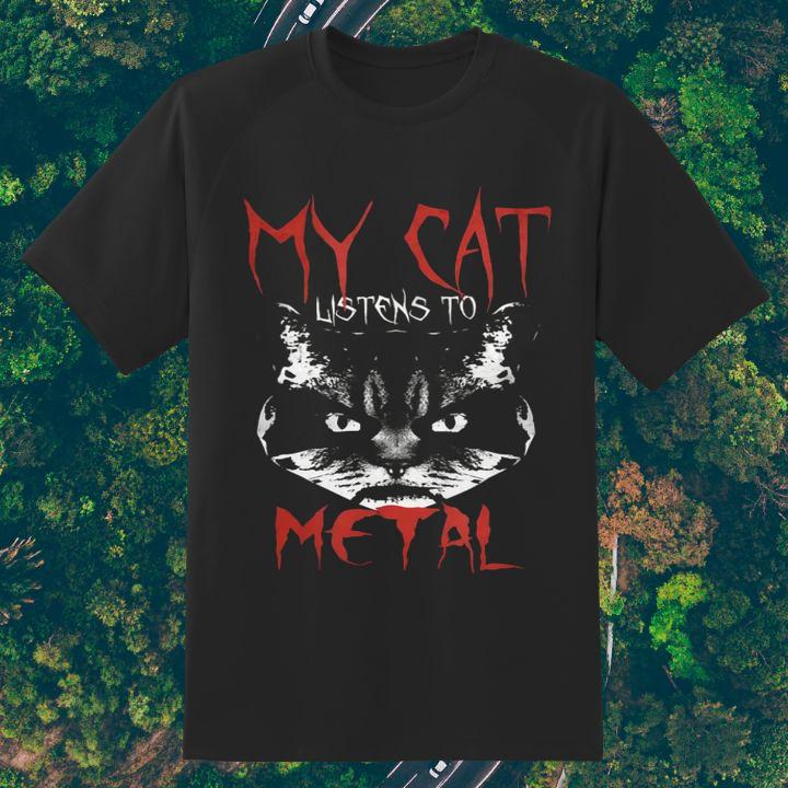 My Cat Listens To Metal Rock Black T-Shirt