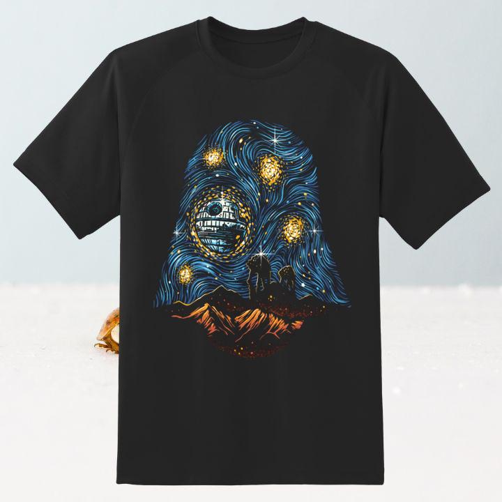 Darth Vaders Helmet Star Wars Starry Night Death Star T-Shirt