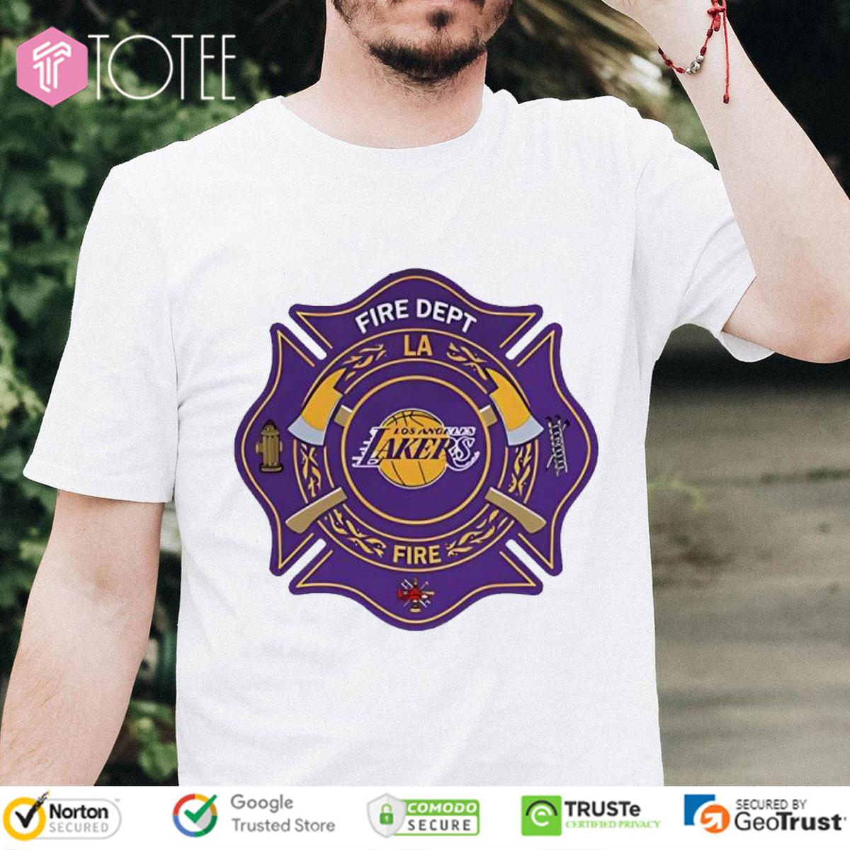 Fire Dept Los Angeles Lakers Logo Basketball Firefighter T-Shirt
