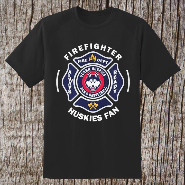Fire Dept Uconn Huskies Logo Mens Basketball Firefighter T-Shirt
