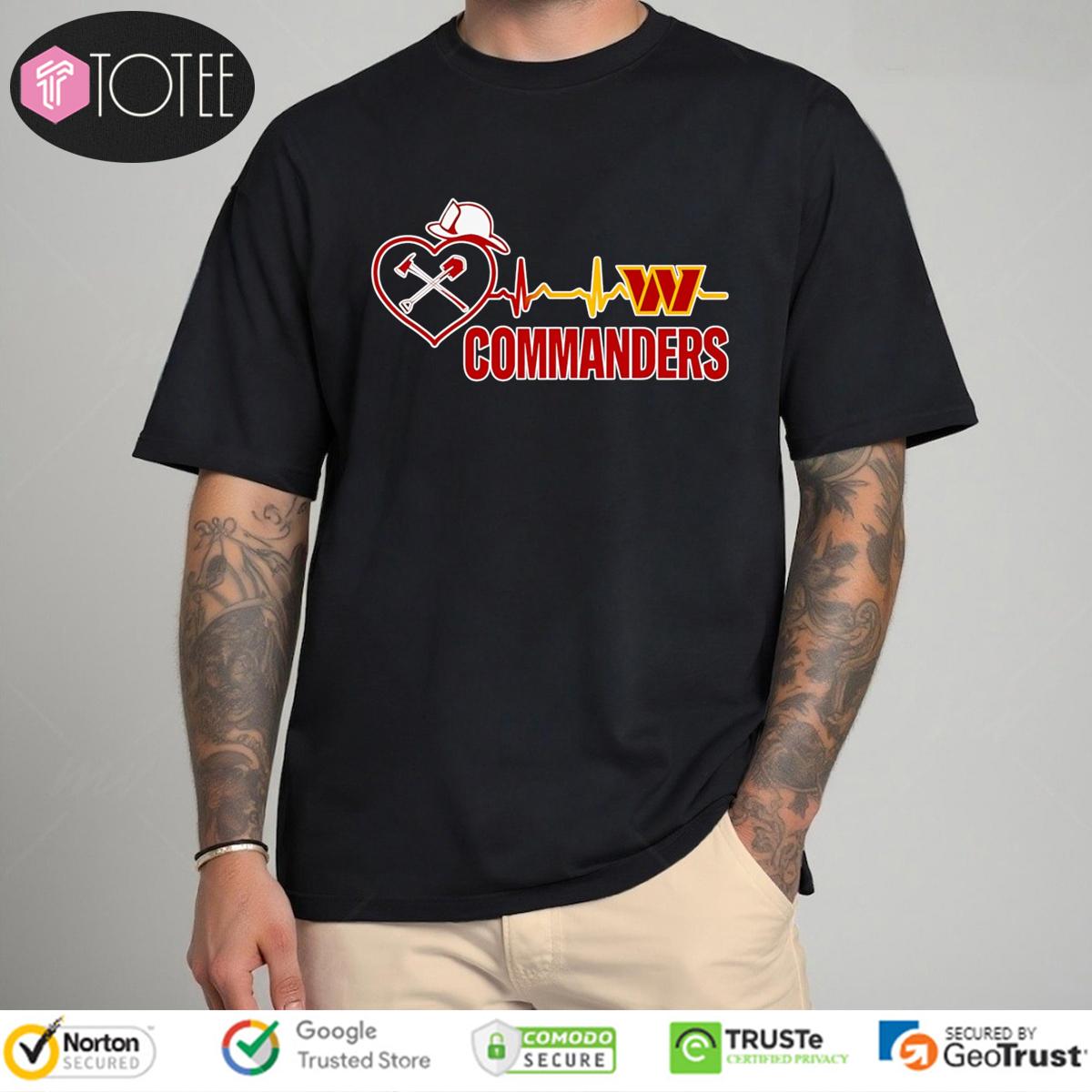 Firefighter Heartbeat Washington Commanders Nurse Stethoscope T-Shirt