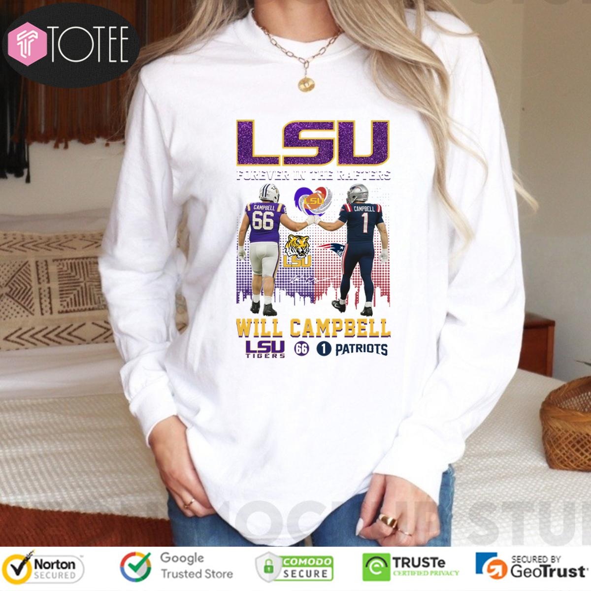 Lsu Tigers X New England Patriots Forever In The Rafters Will Campbell Signature Long Sleeve