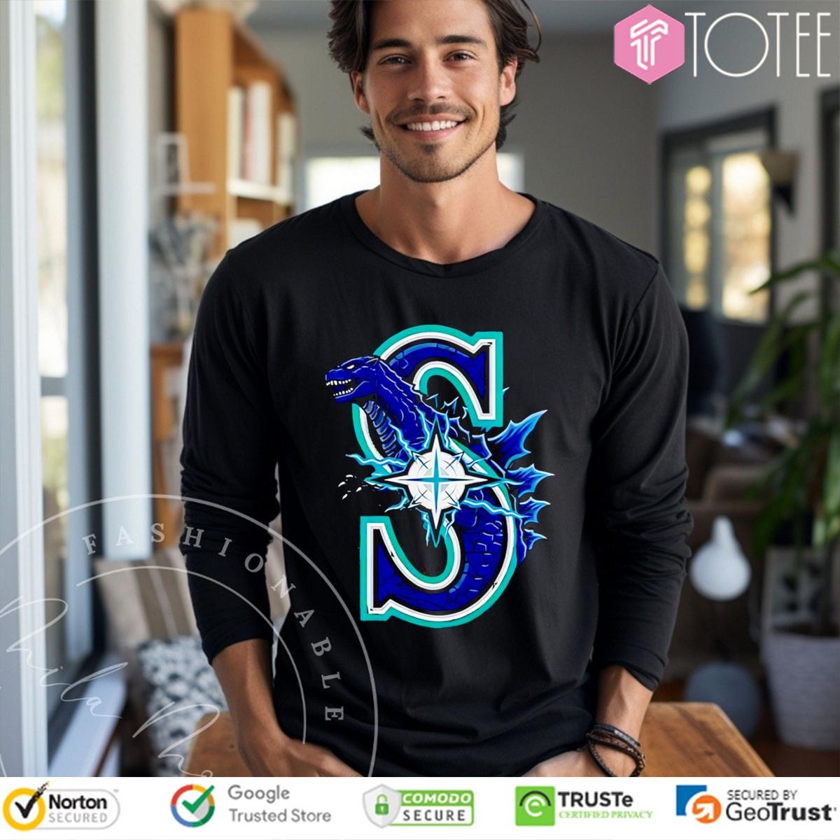 Godzilla Parody Seattle Mariners Baseball Logo Long Sleeve