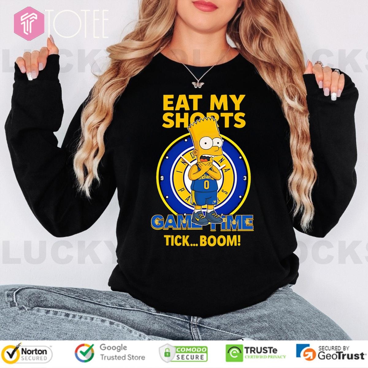 Bart Simpson Indiana Pacers Eat My Shorts Came Time Tick Boom Long Sleeve
