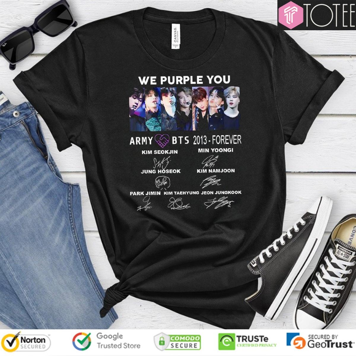 Army Love Bts We Purple You 2013 Forever Signatures T-shirt