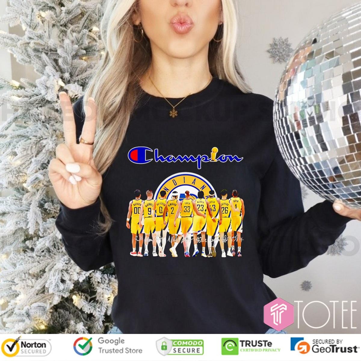 Logo Champion Indiana Pacers Nba Players Signatures Long Sleeve