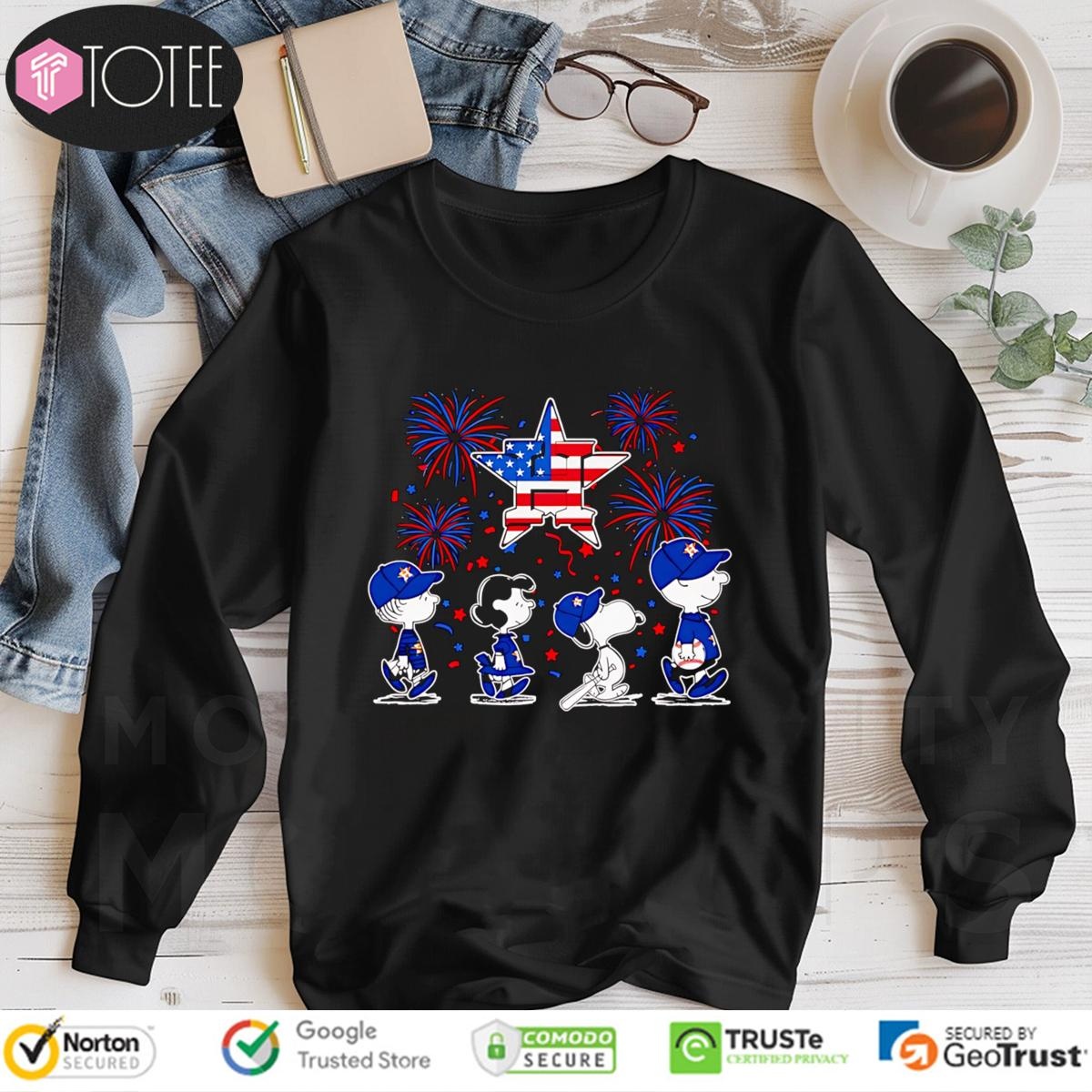 Peanuts Snoopy Houston Astros Fireworks 4Th Of July Long Sleeve