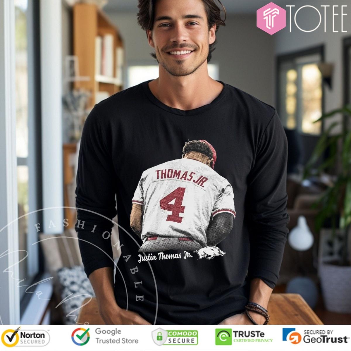 Justin Thomas Jr. 4 Arkansas Razorbacks Baseball Long Sleeve